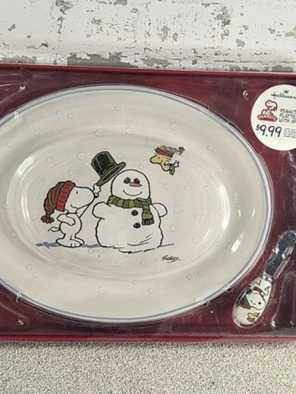 Hallmark Peanuts Snoopy Snowman Platter & Spreader Set NIB